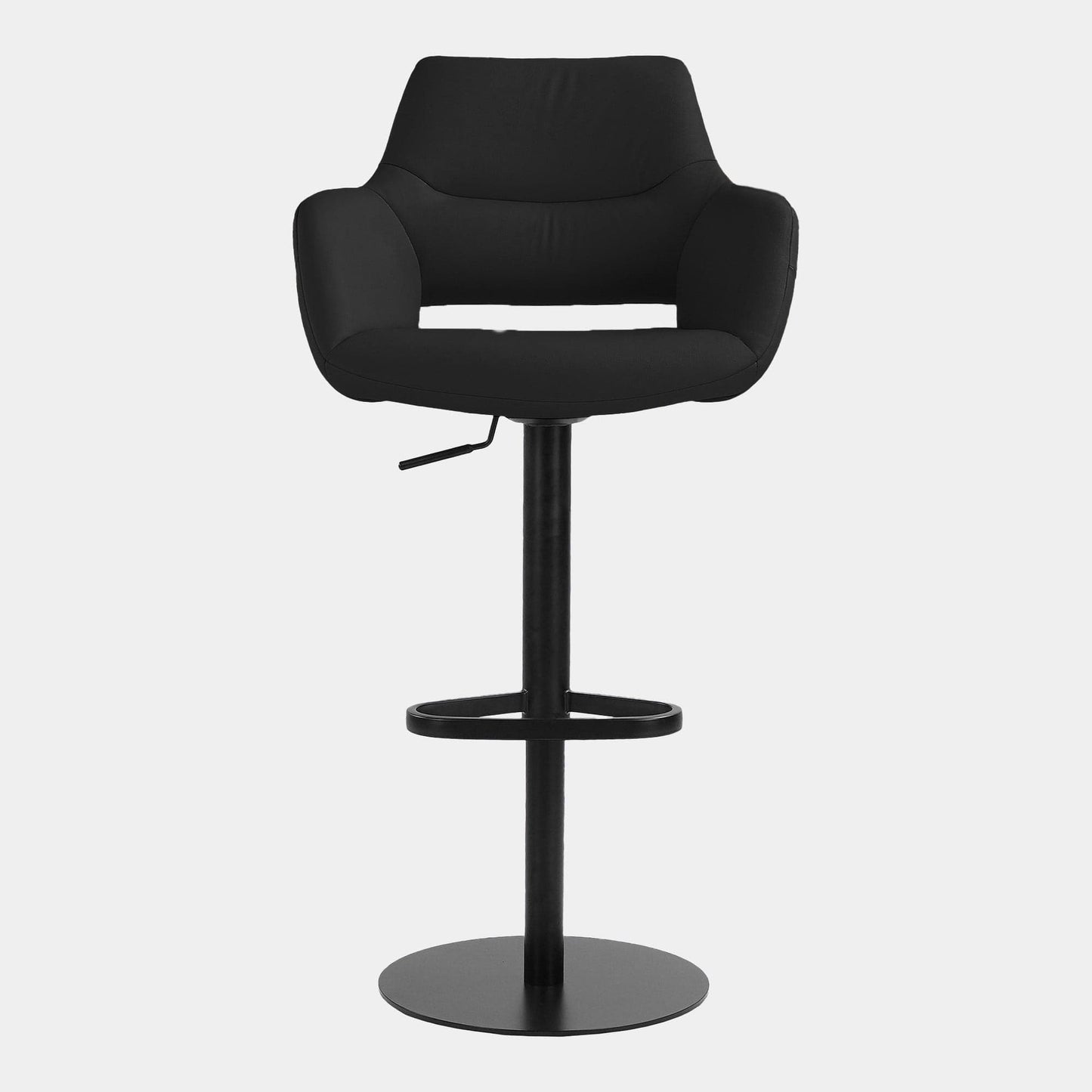 Adana - Swivel Bar Stool In Black PU With Black Metal Base