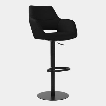 Adana - Swivel Bar Stool In Black PU With Black Metal Base