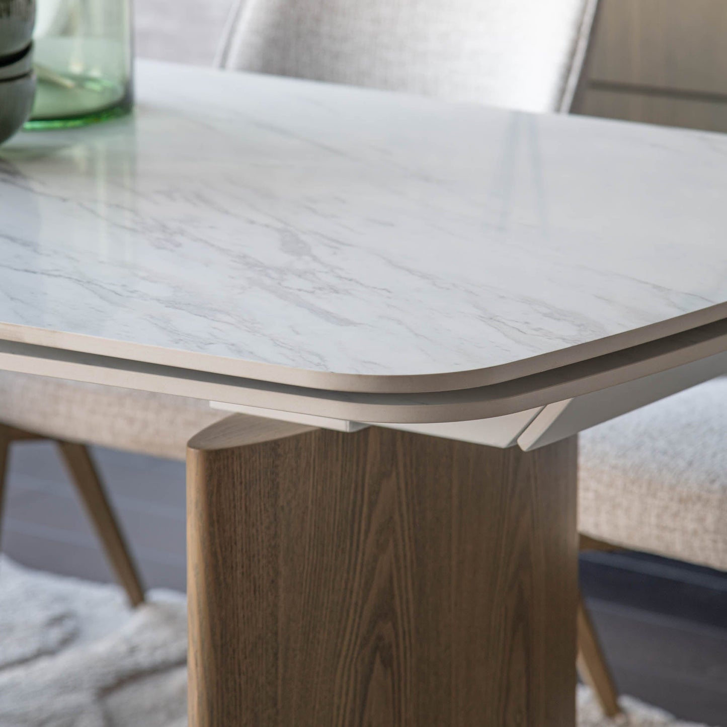 Lucerne - Extending Dining Table, White Marble Effect Top
