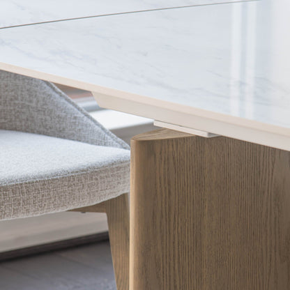 Lucerne - Extending Dining Table, White Marble Effect Top