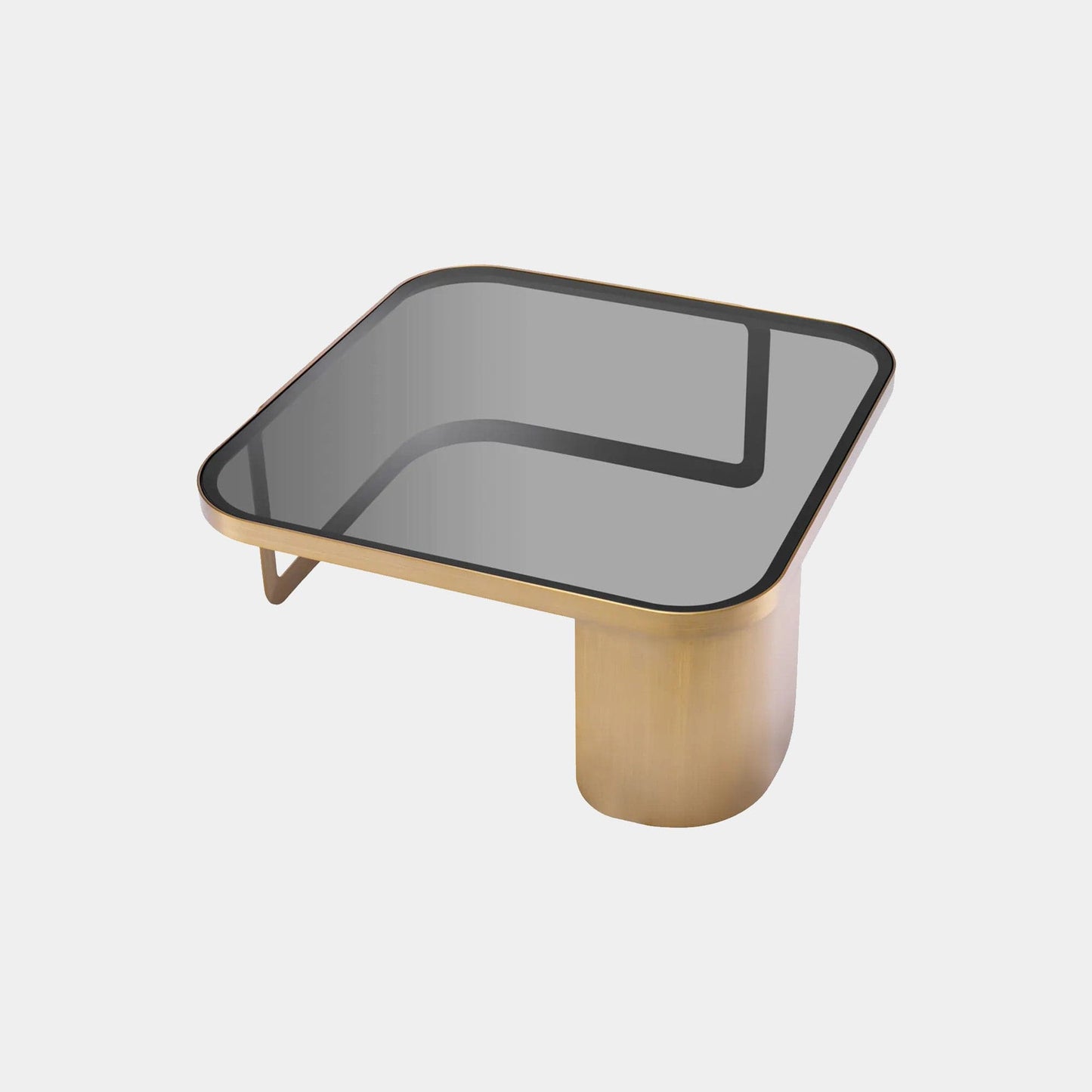 Eichholtz - Numa Square Coffee Table, Brushed Brass & Smoke Glass