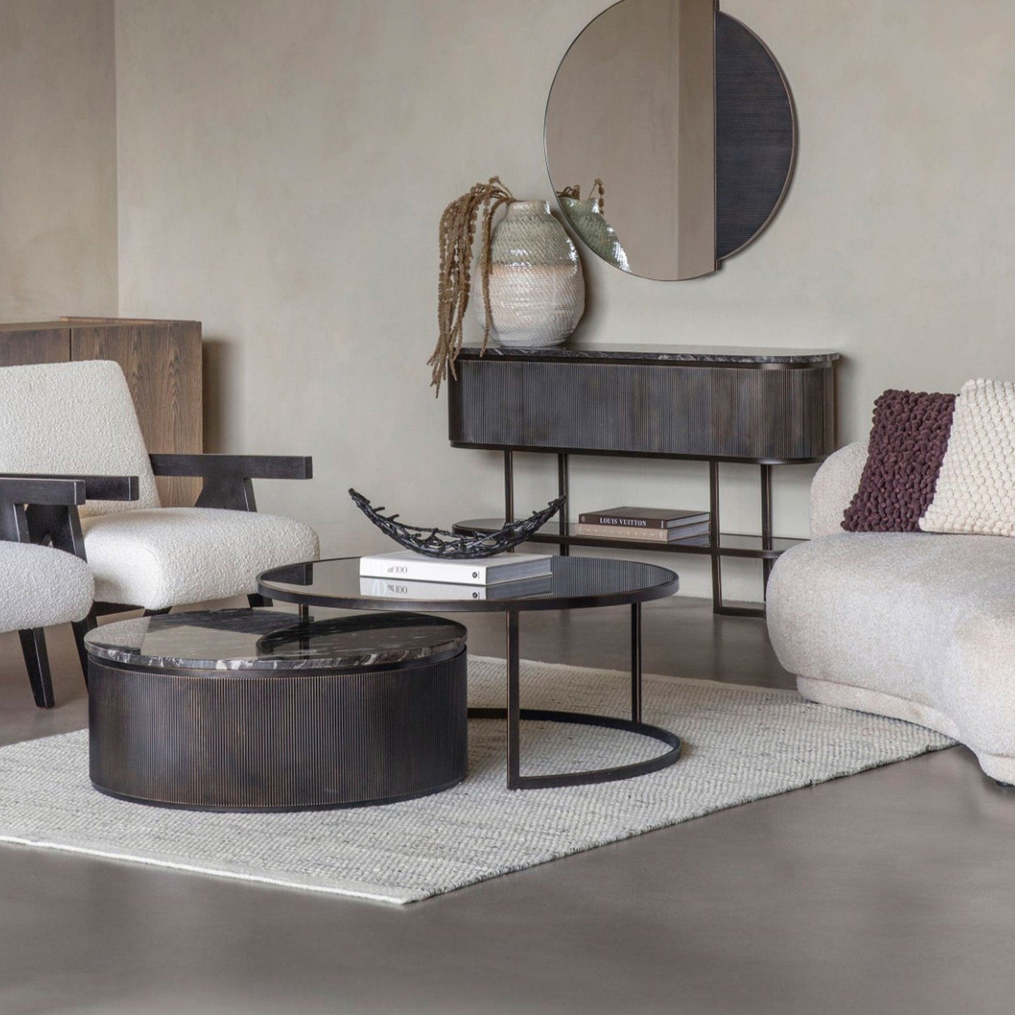 Grove - Round Nesting Coffee Tables, Glass & Marble