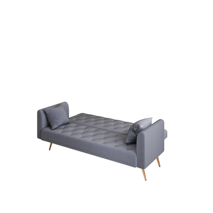 Tufted Grey Upholstered Convertible Double Folding Sofa Bed - 19.00 x 71.00 x 30.00