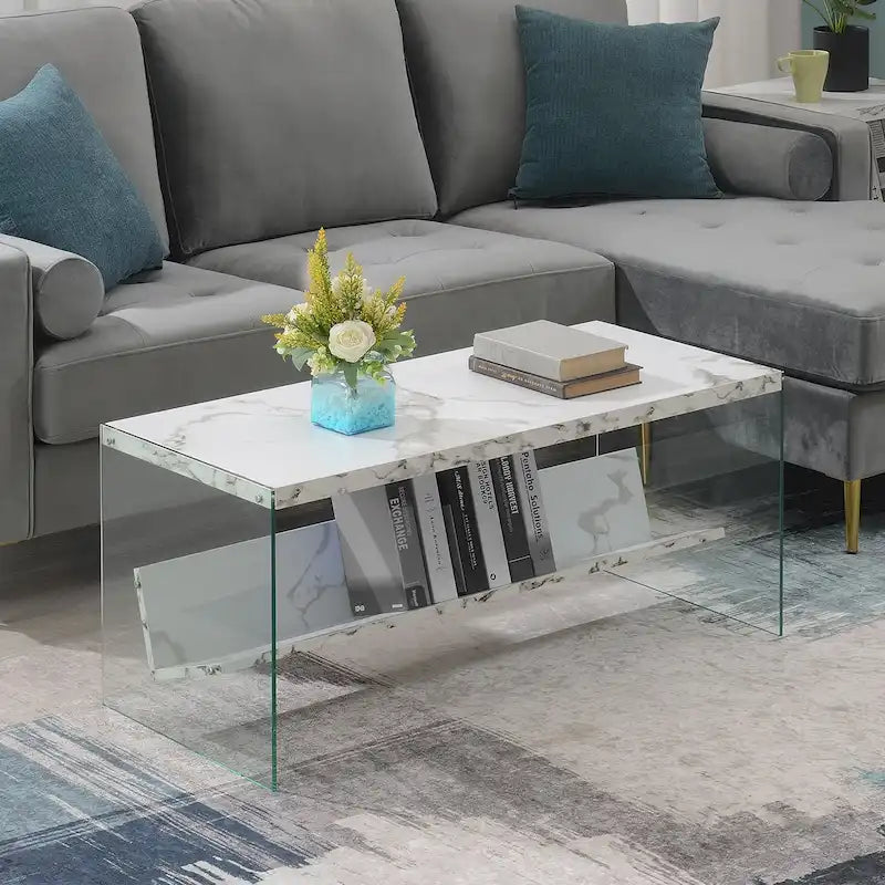 Convenience Concepts SoHo Glass Coffee Table with Shelf