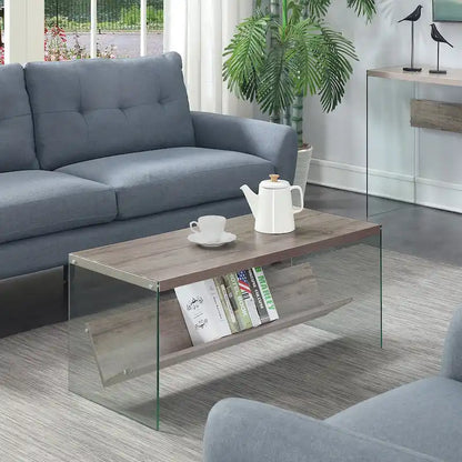 Convenience Concepts SoHo Glass Coffee Table with Shelf