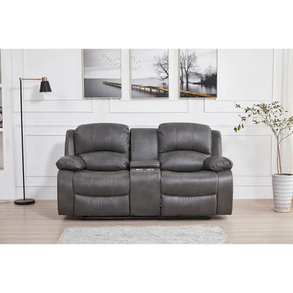 Betsy Furniture Bonded Leather Power Rclining 2-seat Loveseat with Console 8018
