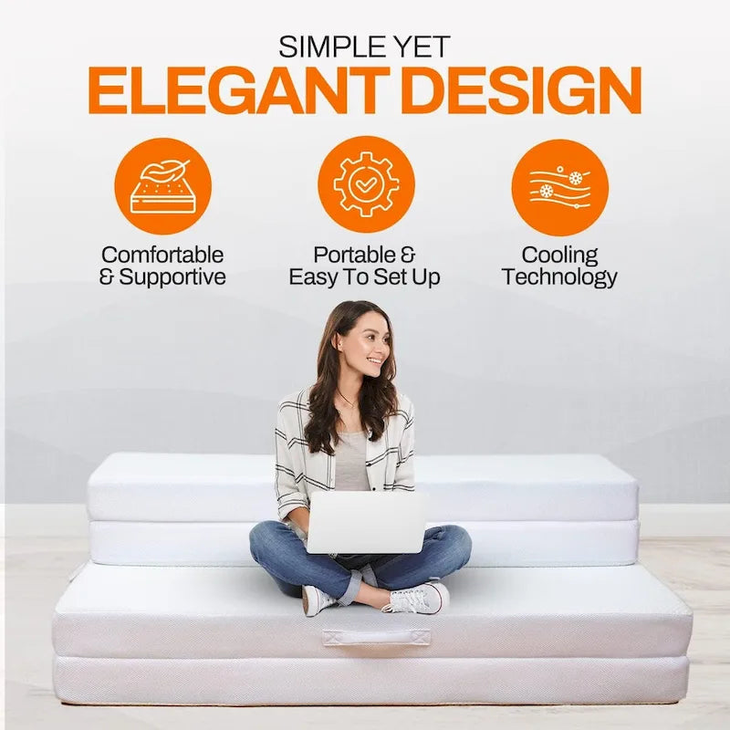 Cheer Collection 4 Folding Sofa Bed with 1 Gel Infused Memory Foam