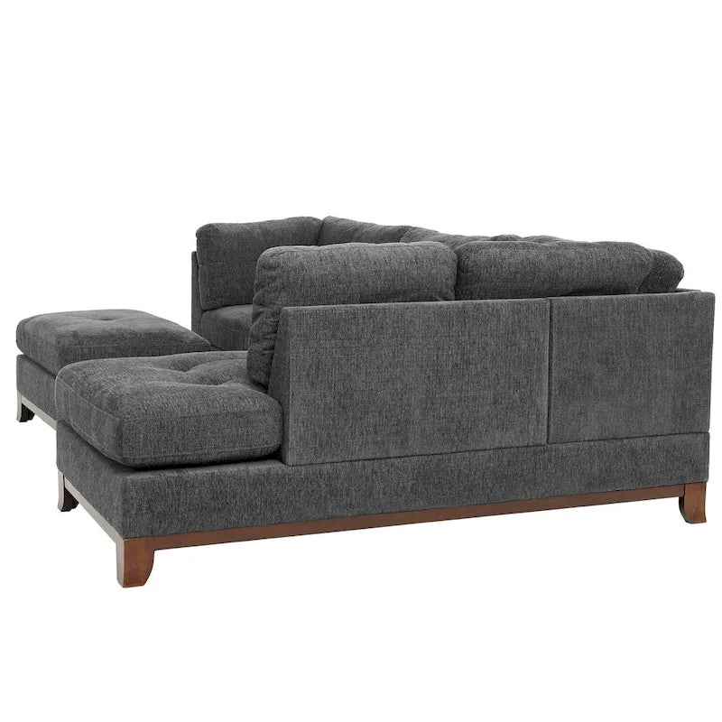 Poundex 3 Piece Fabric Sectional Sofa Set with Ottoman