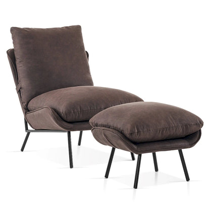 MCombo Accent Chair with Ottoman, Leathaire Fabric LW951