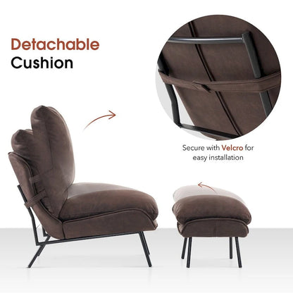 MCombo Accent Chair with Ottoman, Leathaire Fabric LW951