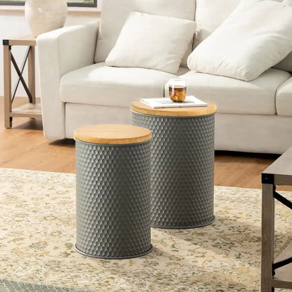 Glitzhome Set of 2 19 H Farmhouse End Table Storage Ottoman