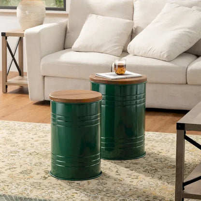 Glitzhome Set of 2 19 H Farmhouse End Table Storage Ottoman