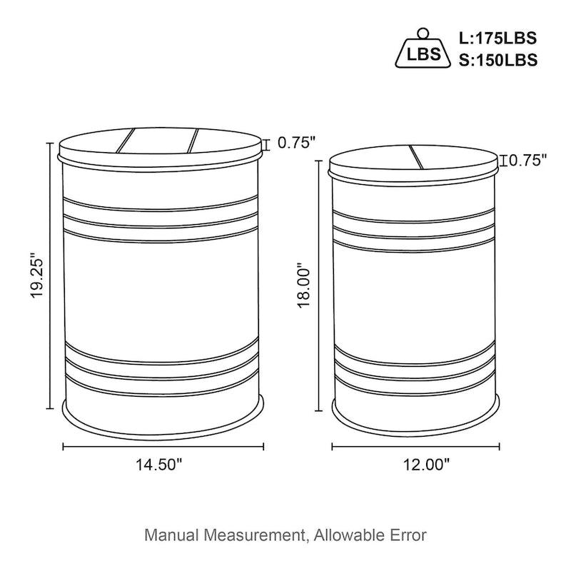 Glitzhome Set of 2 19 H Farmhouse End Table Storage Ottoman