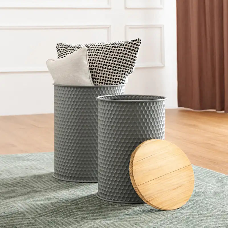 Glitzhome Set of 2 19 H Farmhouse End Table Storage Ottoman