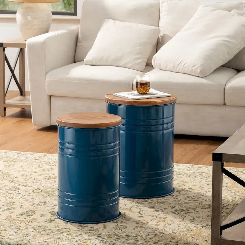 Glitzhome Set of 2 19 H Farmhouse End Table Storage Ottoman