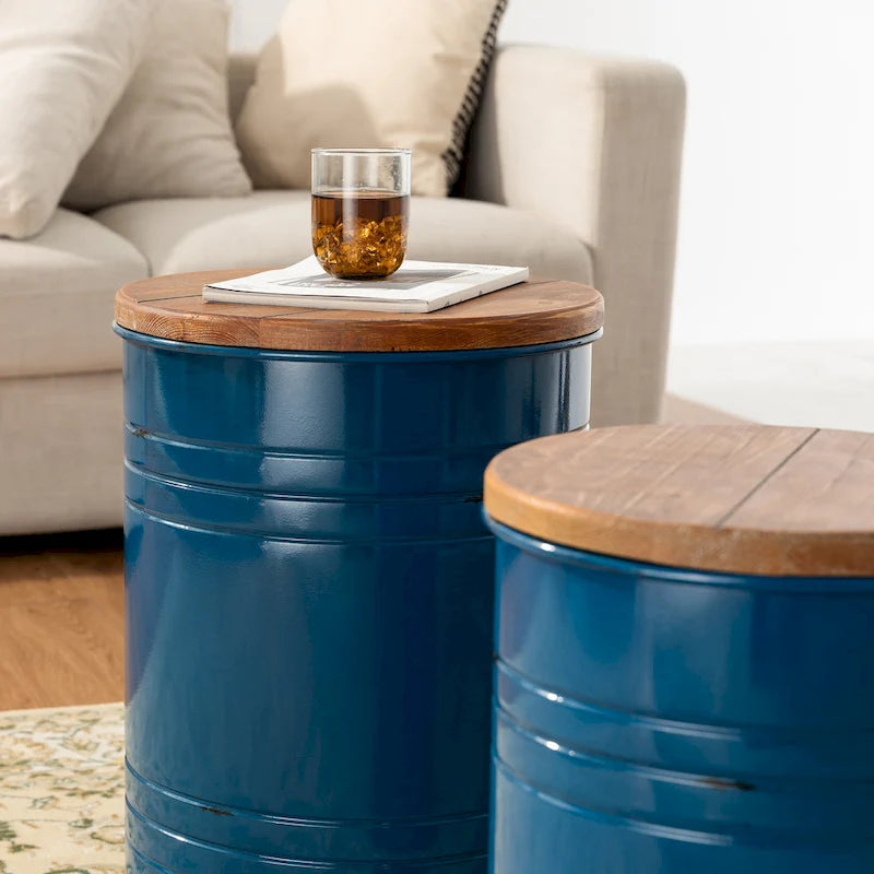 Glitzhome Set of 2 19 H Farmhouse End Table Storage Ottoman