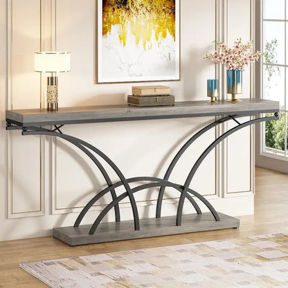 70.9 Inch Long Console Table for Entryway,Gold Sofa Table with White Faux Marble Tabletop