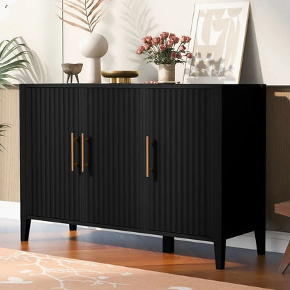 Featured Three-door Storage Cabinet with Metal Handles, Suitable for Corridors, Entrances, Living rooms, and Bedrooms