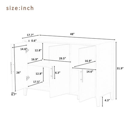 Featured Three-door Storage Cabinet with Metal Handles, Suitable for Corridors, Entrances, Living rooms, and Bedrooms