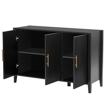 Featured Three-door Storage Cabinet with Metal Handles, Suitable for Corridors, Entrances, Living rooms, and Bedrooms