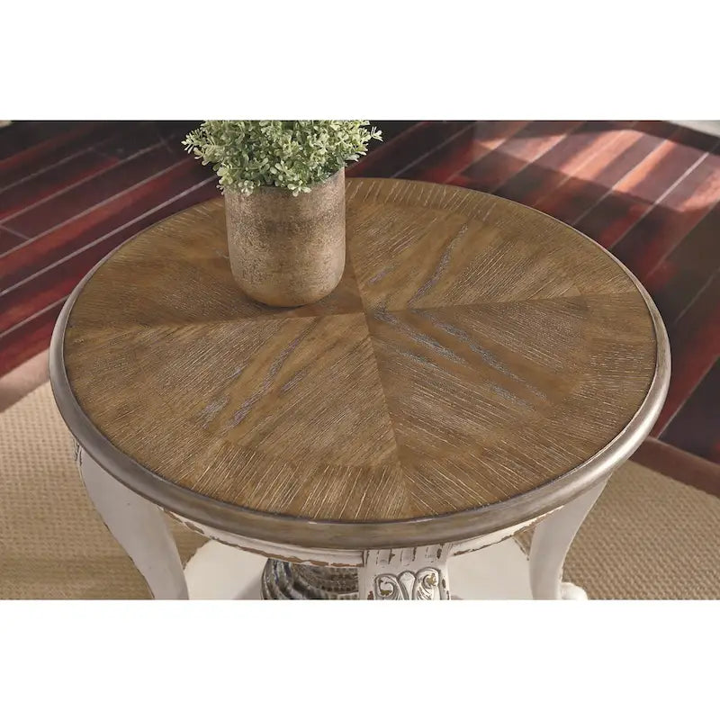Realyn End Table - White/Brown - 26 W x 26 D x 25.88 H