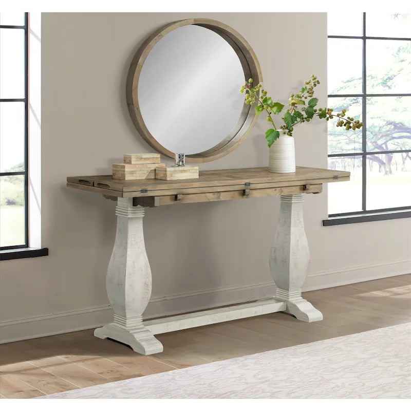 Napa 60 Solid Wood Pedestal Flip-top Sofa Console Table