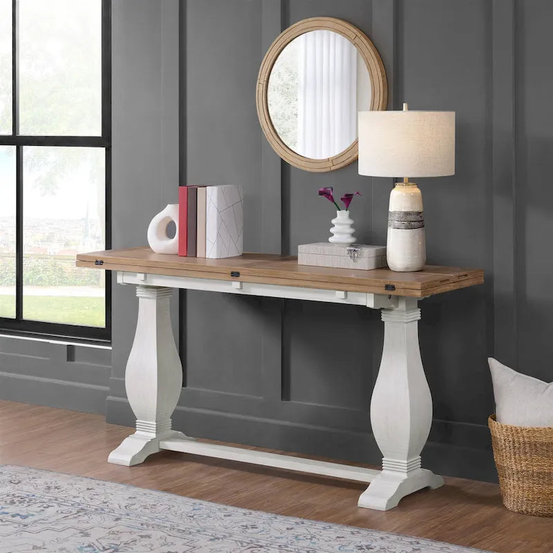 Napa 60 Solid Wood Pedestal Flip-top Sofa Console Table