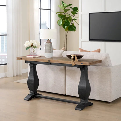 Napa 60 Solid Wood Pedestal Flip-top Sofa Console Table