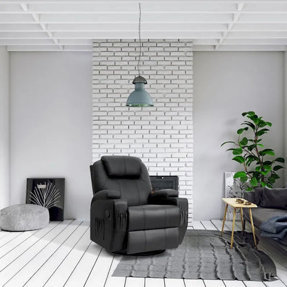 Homall Massage Recliner Chair Swivel Heating Faux Leather Living Room Chair