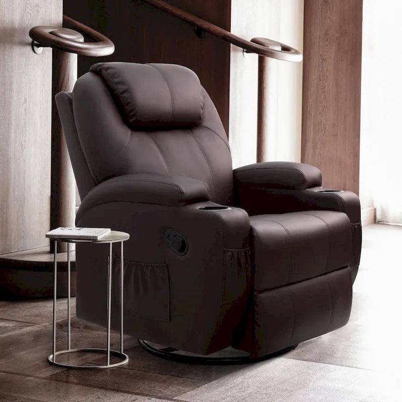 Homall Massage Recliner Chair Swivel Heating Faux Leather Living Room Chair