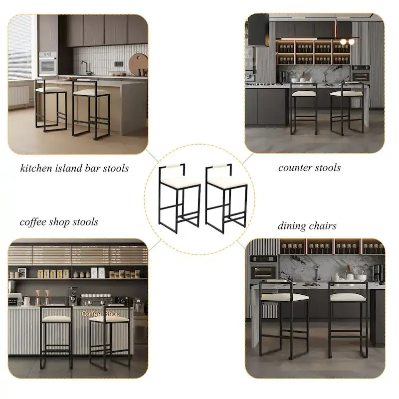 Modern Bar Stools Dining Chairs with Foot Rest for Kitchen