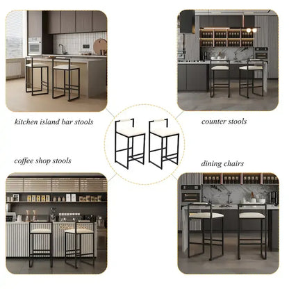Modern Bar Stools Dining Chairs with Foot Rest for Kitchen