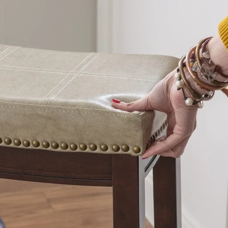 Linon Willamette Beige Faux Leather 32-inch Bar Stool