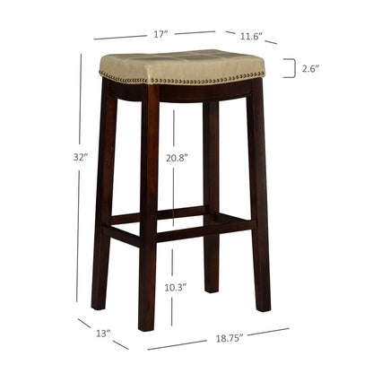 Linon Willamette Beige Faux Leather 32-inch Bar Stool
