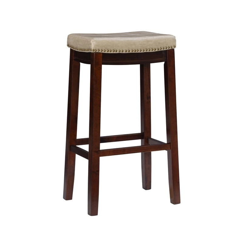Linon Willamette Beige Faux Leather 32-inch Bar Stool