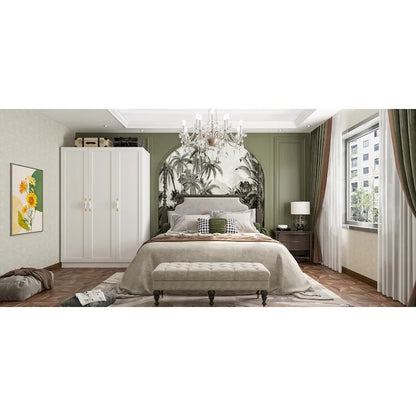 47.2W Armoire with Three Doors ,Two Clothes Rod ,Golden Floral Handle