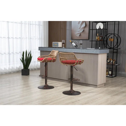 Swivel Bar Stools Set of 2 Adjustable Counter Height Chairs with Footrest for Kitchen, Dining Room 2PC/SET