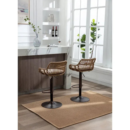 Swivel Bar Stools Set of 2 Adjustable Counter Height Chairs with Footrest for Kitchen, Dining Room 2PC/SET
