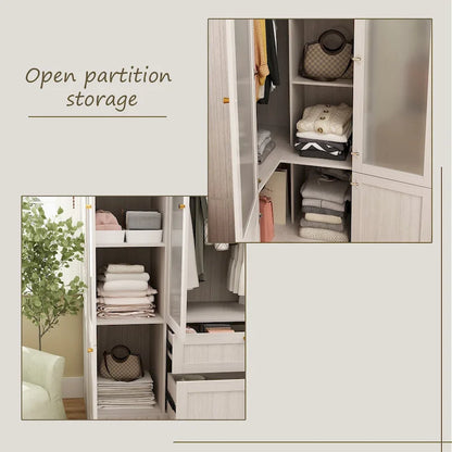 Large Glass Combination Cabinet: Contemporary Storage Closet Armoires