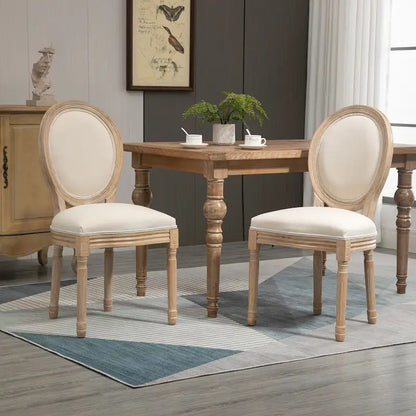 HOMCOM French-Style Upholstered Dining Chair Set, Armless Accent Side Chairs with Linen-Touch Upholstery, Set of 2