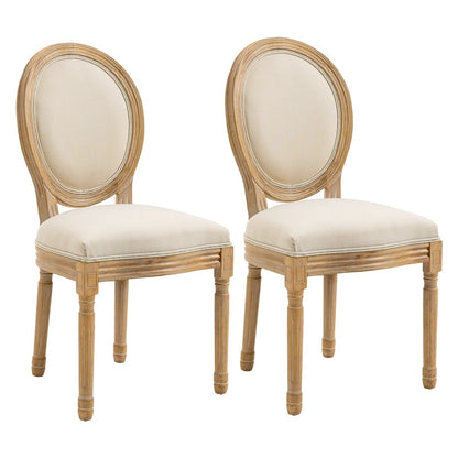 HOMCOM French-Style Upholstered Dining Chair Set, Armless Accent Side Chairs with Linen-Touch Upholstery, Set of 2