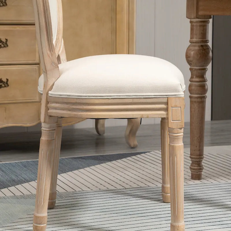HOMCOM French-Style Upholstered Dining Chair Set, Armless Accent Side Chairs with Linen-Touch Upholstery, Set of 2