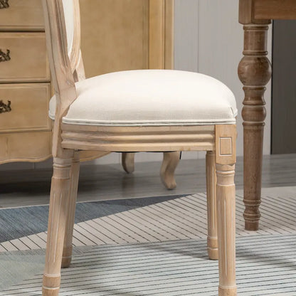 HOMCOM French-Style Upholstered Dining Chair Set, Armless Accent Side Chairs with Linen-Touch Upholstery, Set of 2