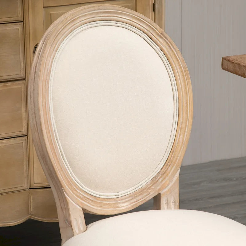 HOMCOM French-Style Upholstered Dining Chair Set, Armless Accent Side Chairs with Linen-Touch Upholstery, Set of 2