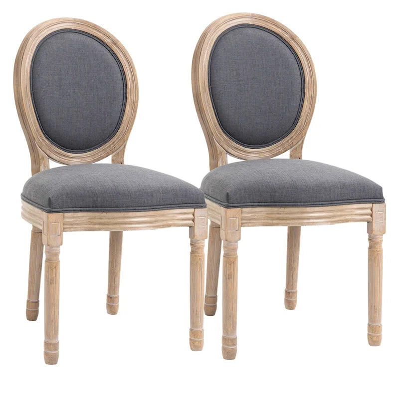 HOMCOM French-Style Upholstered Dining Chair Set, Armless Accent Side Chairs with Linen-Touch Upholstery, Set of 2