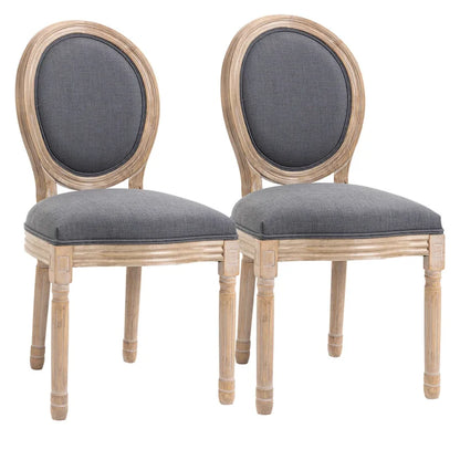 HOMCOM French-Style Upholstered Dining Chair Set, Armless Accent Side Chairs with Linen-Touch Upholstery, Set of 2