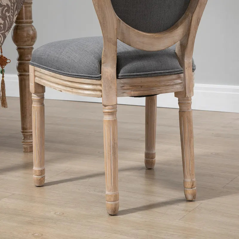 HOMCOM French-Style Upholstered Dining Chair Set, Armless Accent Side Chairs with Linen-Touch Upholstery, Set of 2