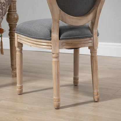 HOMCOM French-Style Upholstered Dining Chair Set, Armless Accent Side Chairs with Linen-Touch Upholstery, Set of 2