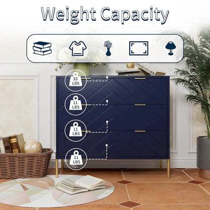 Clihome 3-Drawer Storage Chest Dresser for Bedroom