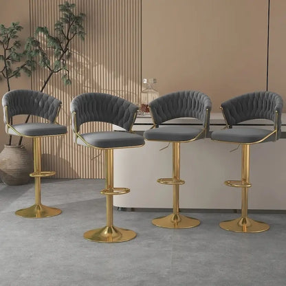 Modern Velvet Counter Bar Stools with Backs(Set of 4)